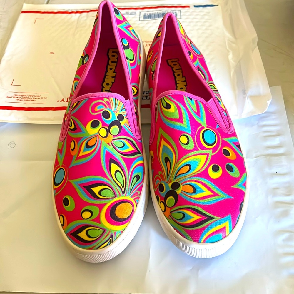 Loudmouth Vienna ladies slip on multi pink sneaker